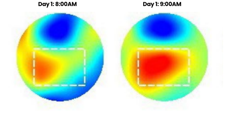 Heatmap of brain after 1 day of drinking hydro shot